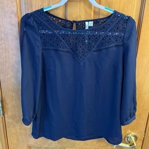 LC Lauren Conrad long sleeve blouse navy, size XS
